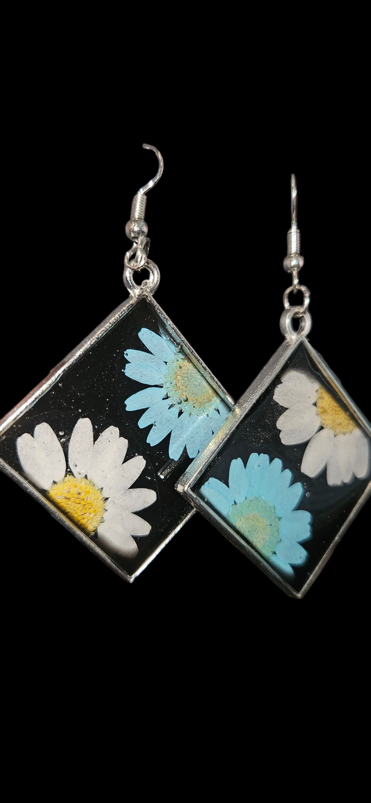 Blue & White Flower Earrings