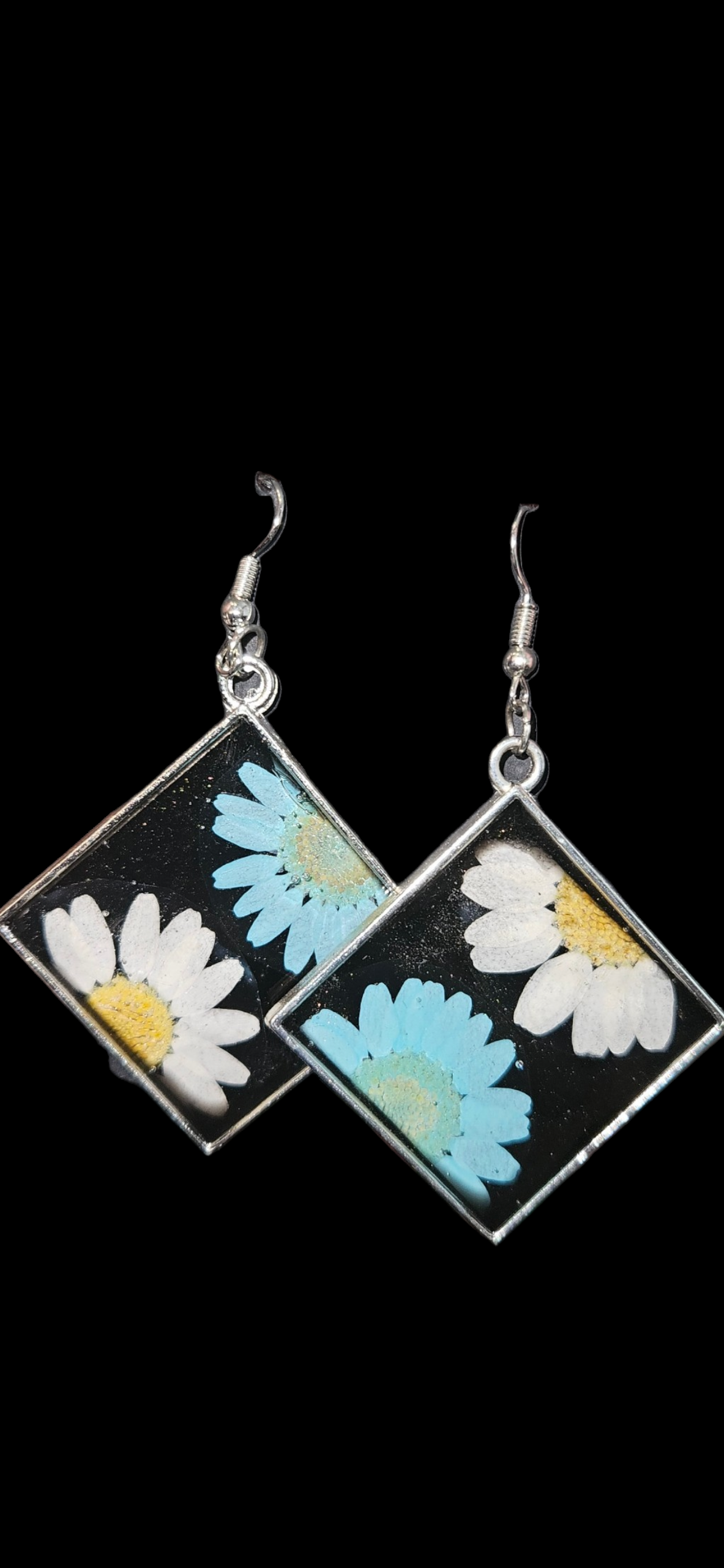 Blue & White Flower Earrings