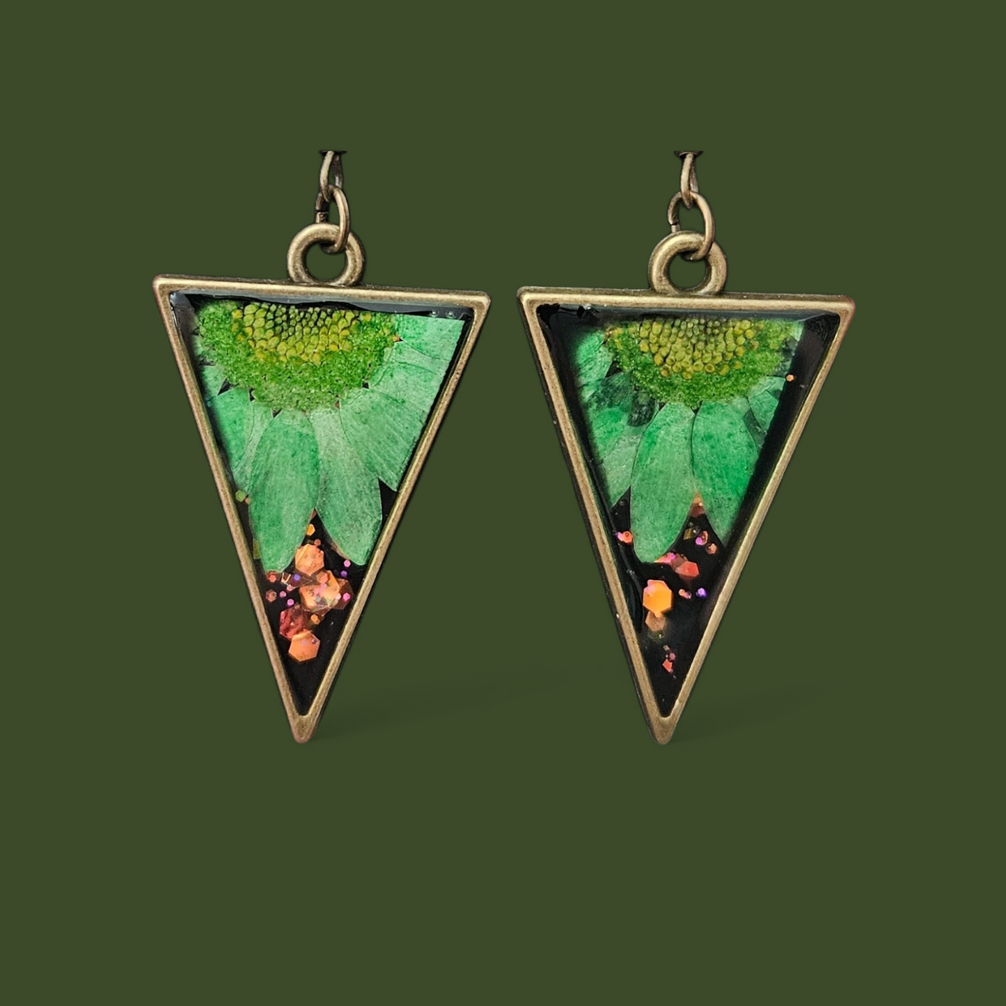 Green Resin Earrings